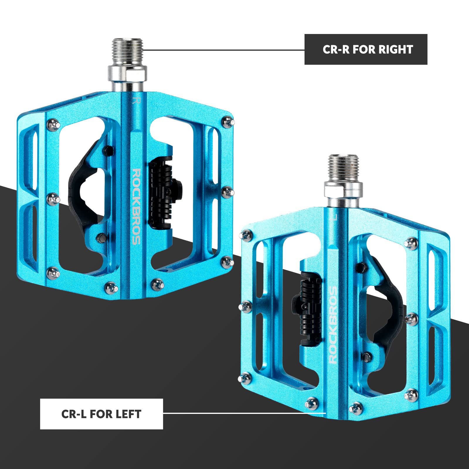 ROCKBROS Pedali di Blocco SPD per MTB Corsa Bicicletta da Strada 9/16 Pollici in Alluminio Pedali Bici con Cuscinetti Sigillati Ultra Leggero Antiscivolo Antipolvere