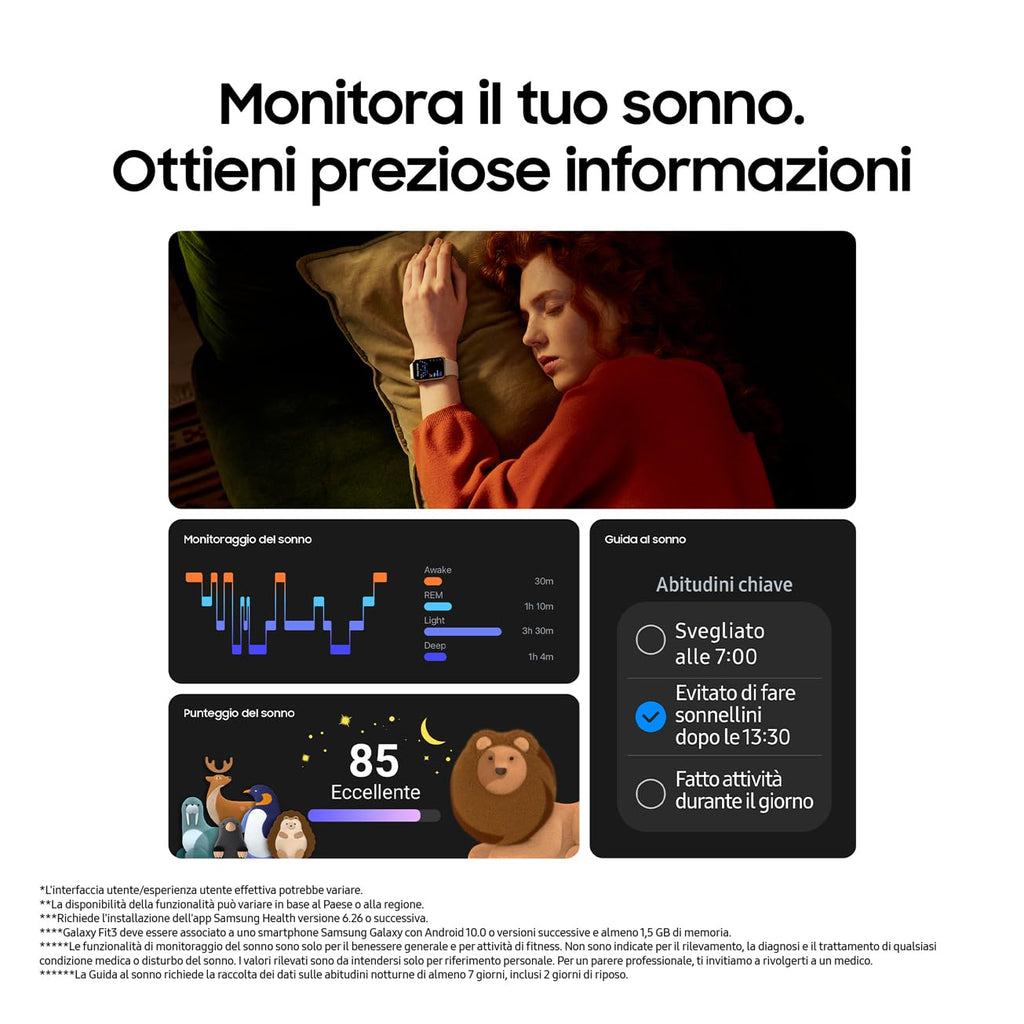 Samsung Galaxy Fit3 fitness band, batteria a lunga durata, rilevamento cadute/SOS, barometro, IP68, monitoraggio sonno, oltre 100 esercizi, gestione notifiche/musica, Gray [Versione italiana]