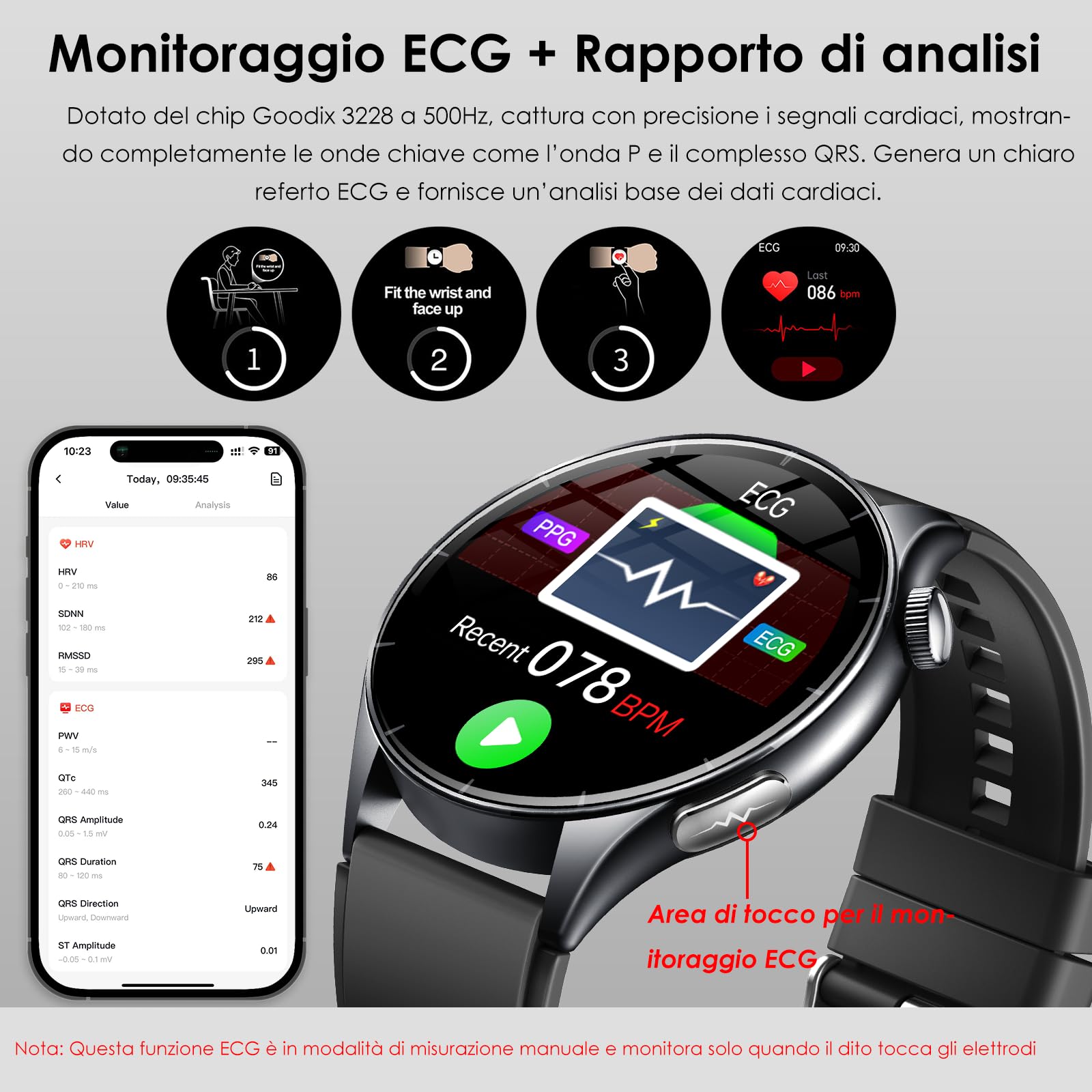 2026 Nuovo Smartwatch Uomo con ECG/Pressione Sanguigna/Sonno/Emozioni/Fatica/BMI/Temperatura/Cardiofrequenzimetro,1,56"AMOLED Salutare Orologio Fitness con Torcia LED/Funzione Telefono/Pulsante SOS