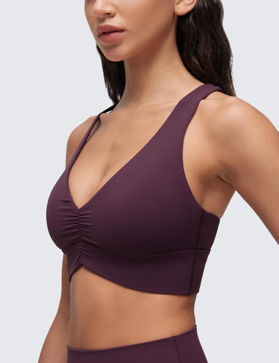 CRZ YOGA Butterluxe Donna Increspato Sport Reggiseni Collo a V Incrocio Schiena Yoga Canotta Tops