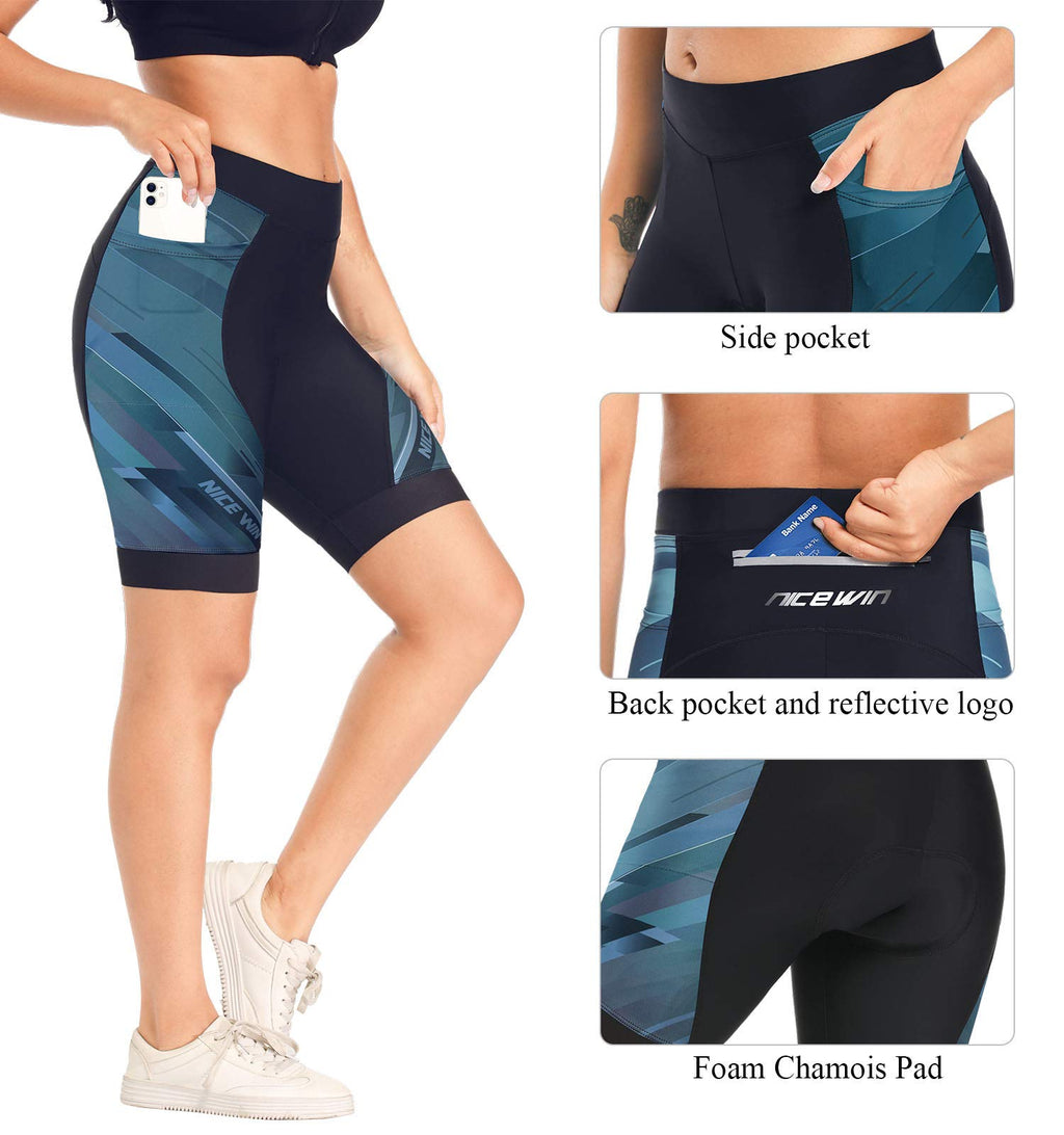 NICEWIN Pantaloncini da Ciclismo Donna Pantaloni Bici Sportivi 3D Gel Imbottiti Asciugatura Rapida per MTB Mutande Bicicletta