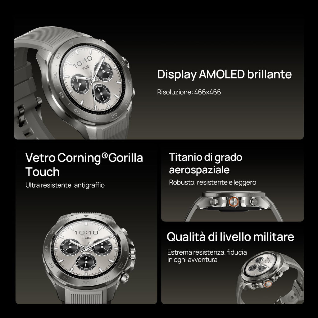 Mibro GS Explorer S Orologio Smartwatch uomo Militare GPS Outdoor con 1,32" AMOLED,Bi-Band GNSS,10 ATM,20 Giorni di Autonomia,Chiamate Bluetooth, Cardio e VO2max,2 Cinturini, per Android e iOS