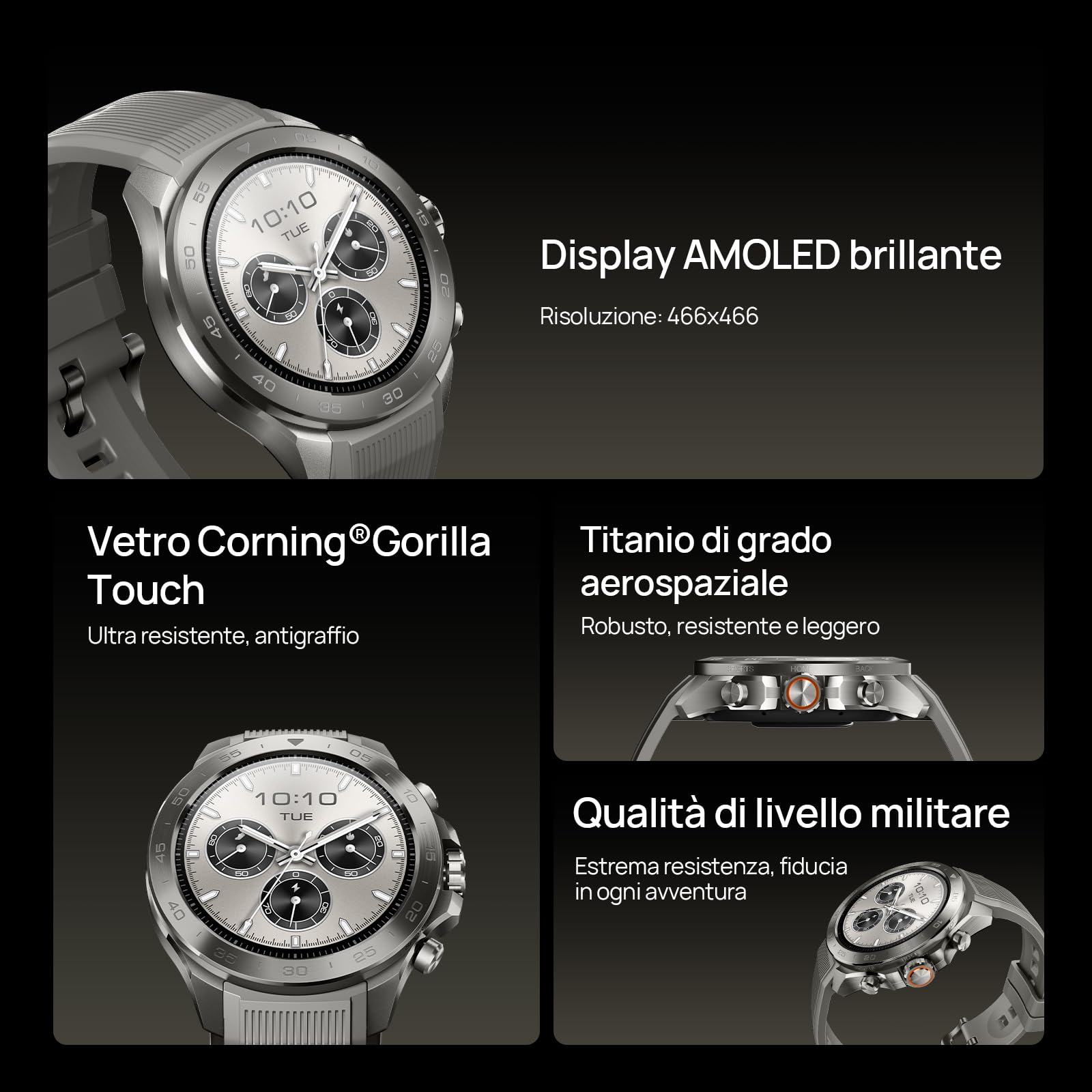 Mibro GS Explorer S Orologio Smartwatch uomo Militare GPS Outdoor con 1,32" AMOLED,Bi-Band GNSS,10 ATM,20 Giorni di Autonomia,Chiamate Bluetooth, Cardio e VO2max,2 Cinturini, per Android e iOS