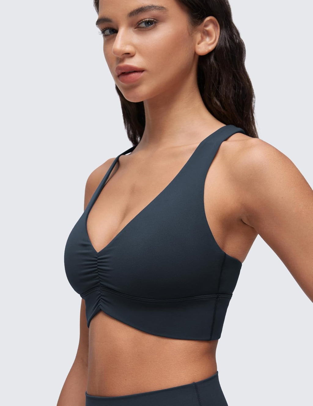 CRZ YOGA Butterluxe Donna Increspato Sport Reggiseni Collo a V Incrocio Schiena Yoga Canotta Tops