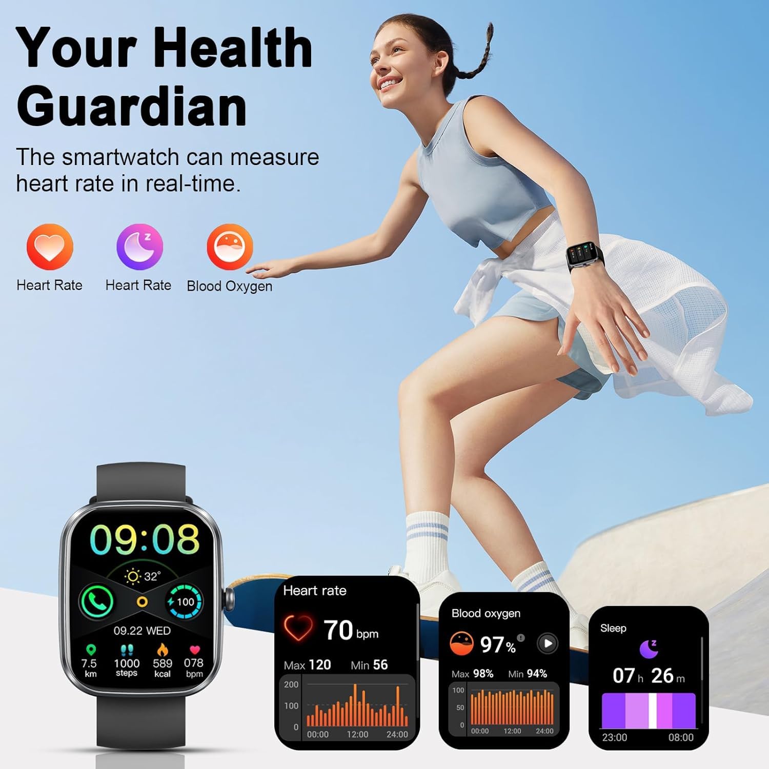 Soudorv 2026 Smartwatch Uomo, Nuovo 1,91'' Orologio Intelligente Fitness con Chiamate Bluetooth, Smart Watch Tracker 100+ Modalità Sportive per Cardiofrequenzimetro,SpO2, Smart Watch per Android iOS