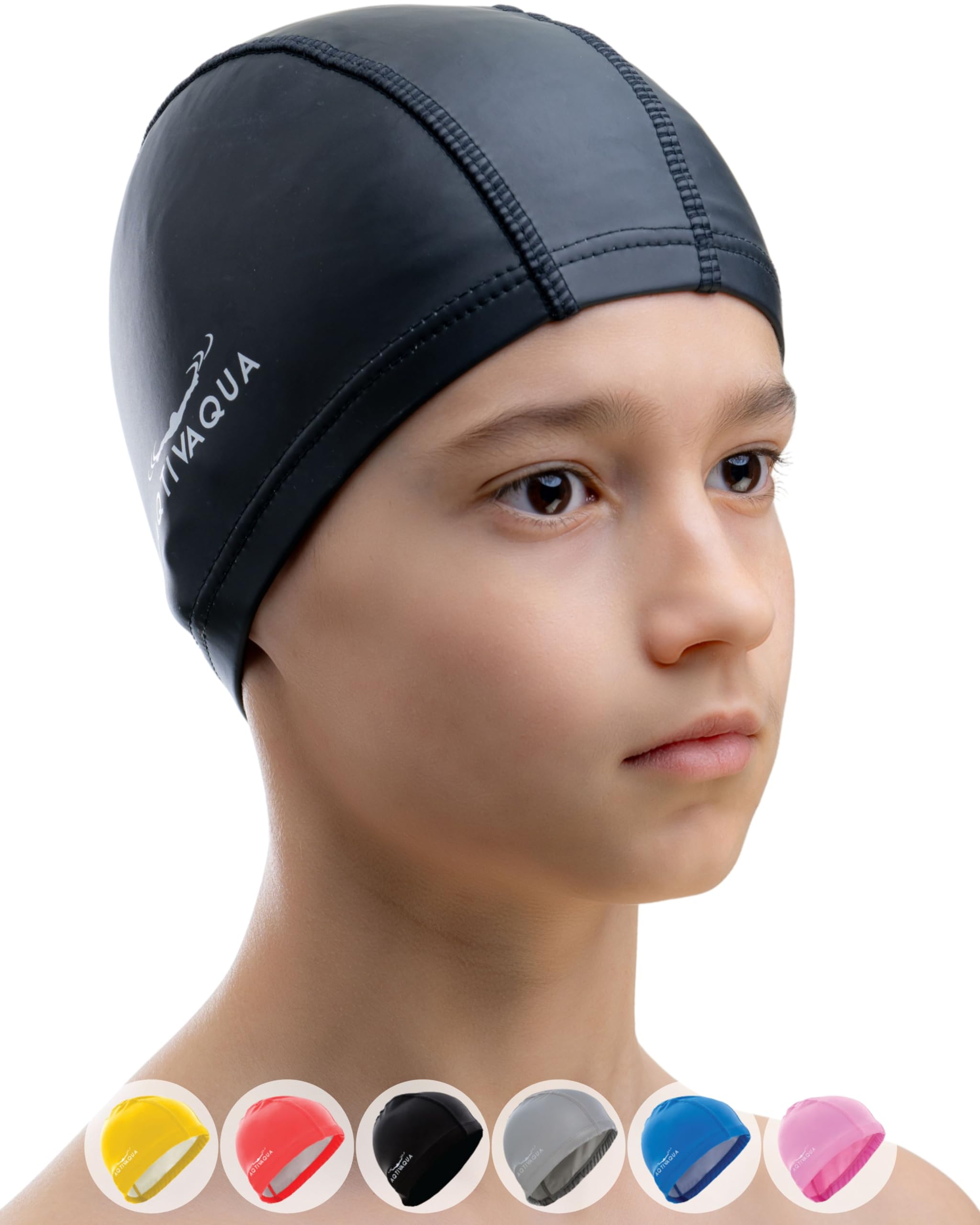 AqtivAqua Cuffia Piscina Uomo, Donna e Bambini — Morbida ed Elastica in Spandex con Rivestimento Protettivo — Ideale per l'Uso in Piscina