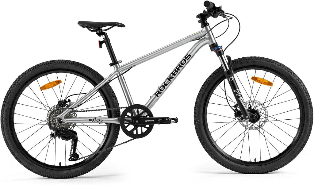 ROCKBROS Darwin Ⅳ Bicicletta Bambini 24 Pollici, MTB con Telaio in Alluminio, Cambio a 9 Velocità, Mountain bike per Ragazzi Ragazze 9-14 anni