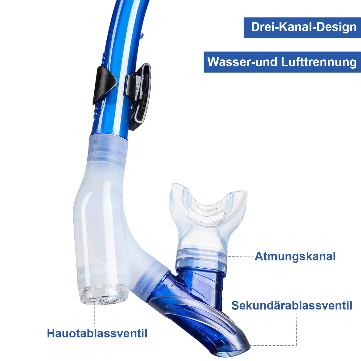 Dorlle Set da snorkeling con boccaglio e occhiali da immersione, impermeabile, anti-appannamento, in vetro temperato, con boccaglio a 3 canali Premium Dry per adulti