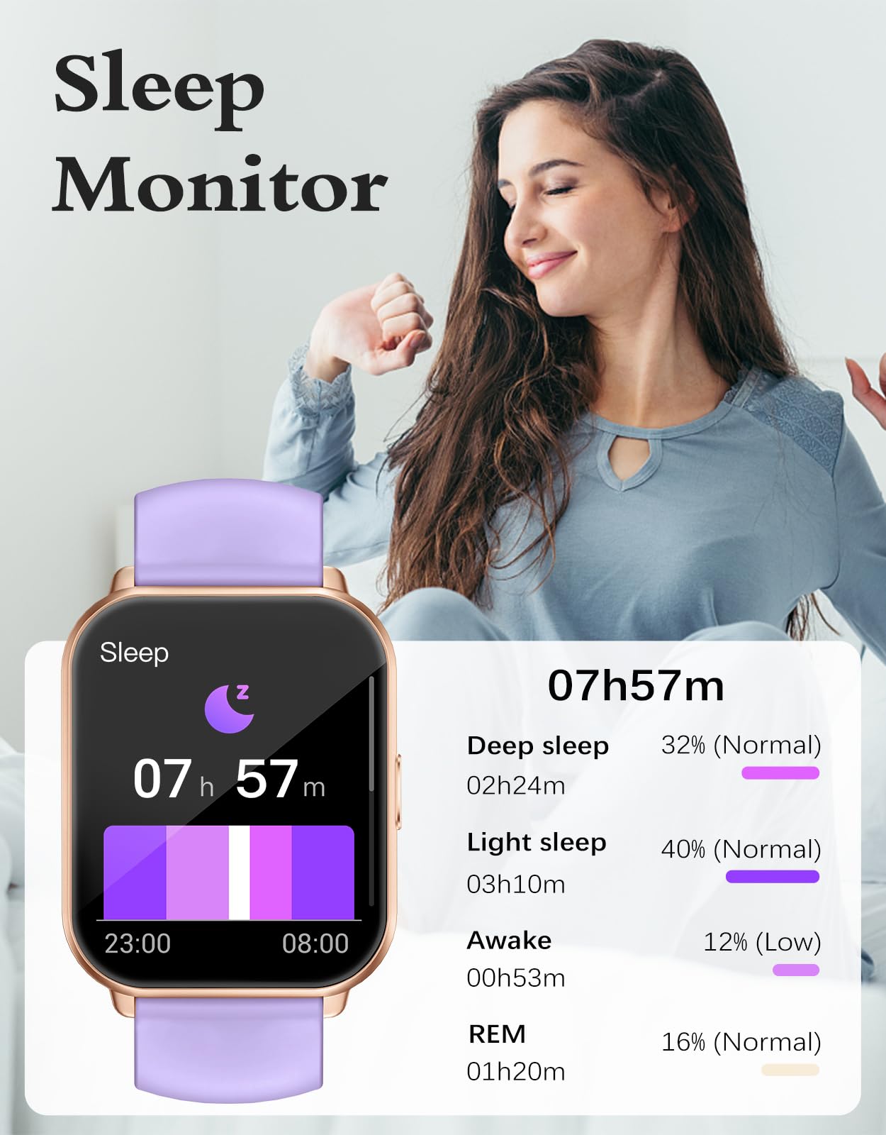 RUIMEN Smartwatch Donna Chiamate Bluetooth Musica Orologio Sportive Contapassi da Polso Cardiofrequenzimetro Saturazione Ossigeno Fitness Tracker Ciclo Mestruale Controllo Sonno per Android iOS Rosa