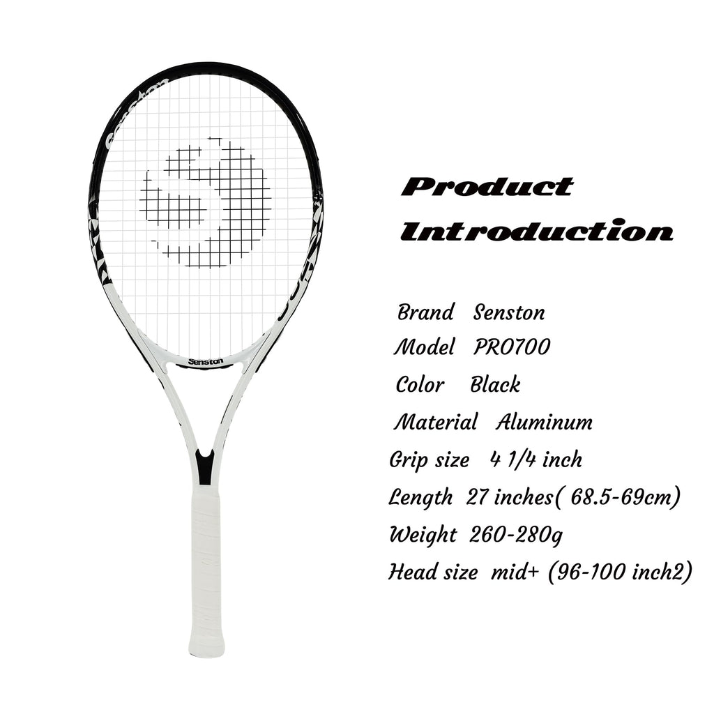 Senston Racchetta da Tennis da 27'', Racchette Tennis con Borsa, Grip da Tennis, Smorzatore di Vibrazioni, Presa e Controllo Eccellenti