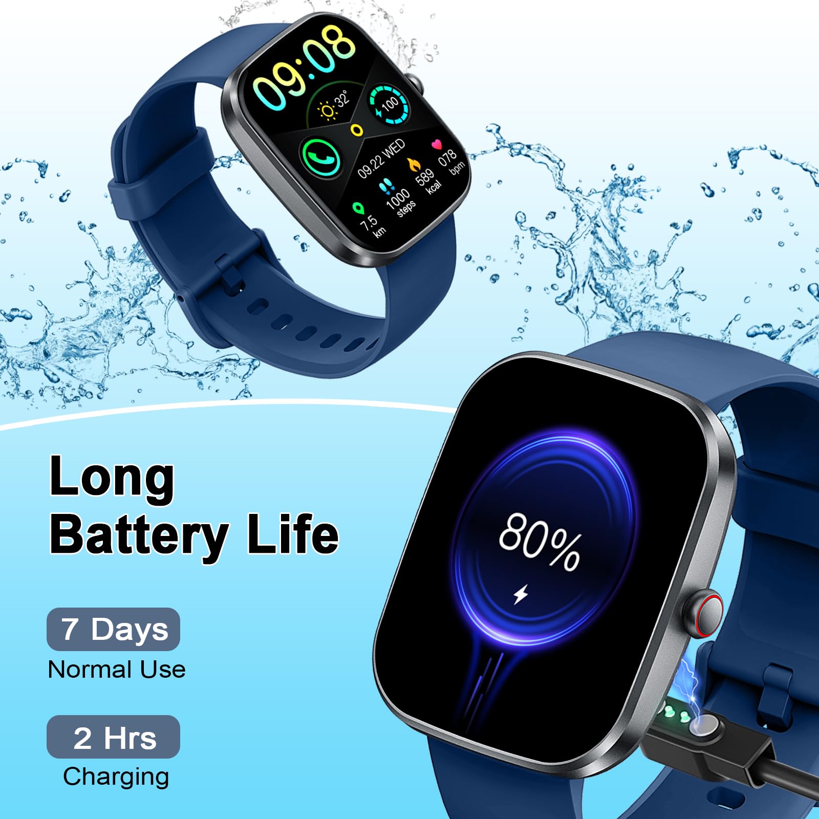 Smartwatch Uomo Militare, Orologio Smartwatch 1.43" con Chiamate Bluetooth, 100+ Modalità Sportive, Batteria 1000 mAh, Monitoraggio Sonno e Cardiofrequenzimetro, Torcia e Bussola per IOS/Android