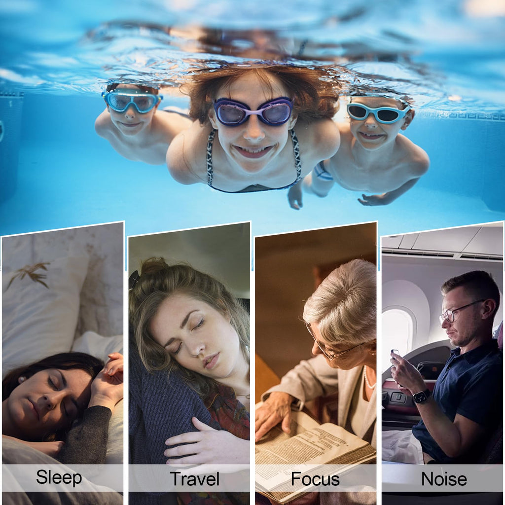 Tappi per le Orecchie da Nuoto per Adulti, 4 Paia Tappi Auricolari Impermeabili Riutilizzabili in Silicone con Cavo Rimovibile, Perfetti per Nuoto, Doccia, Surf e Altri Sport Acquatici
