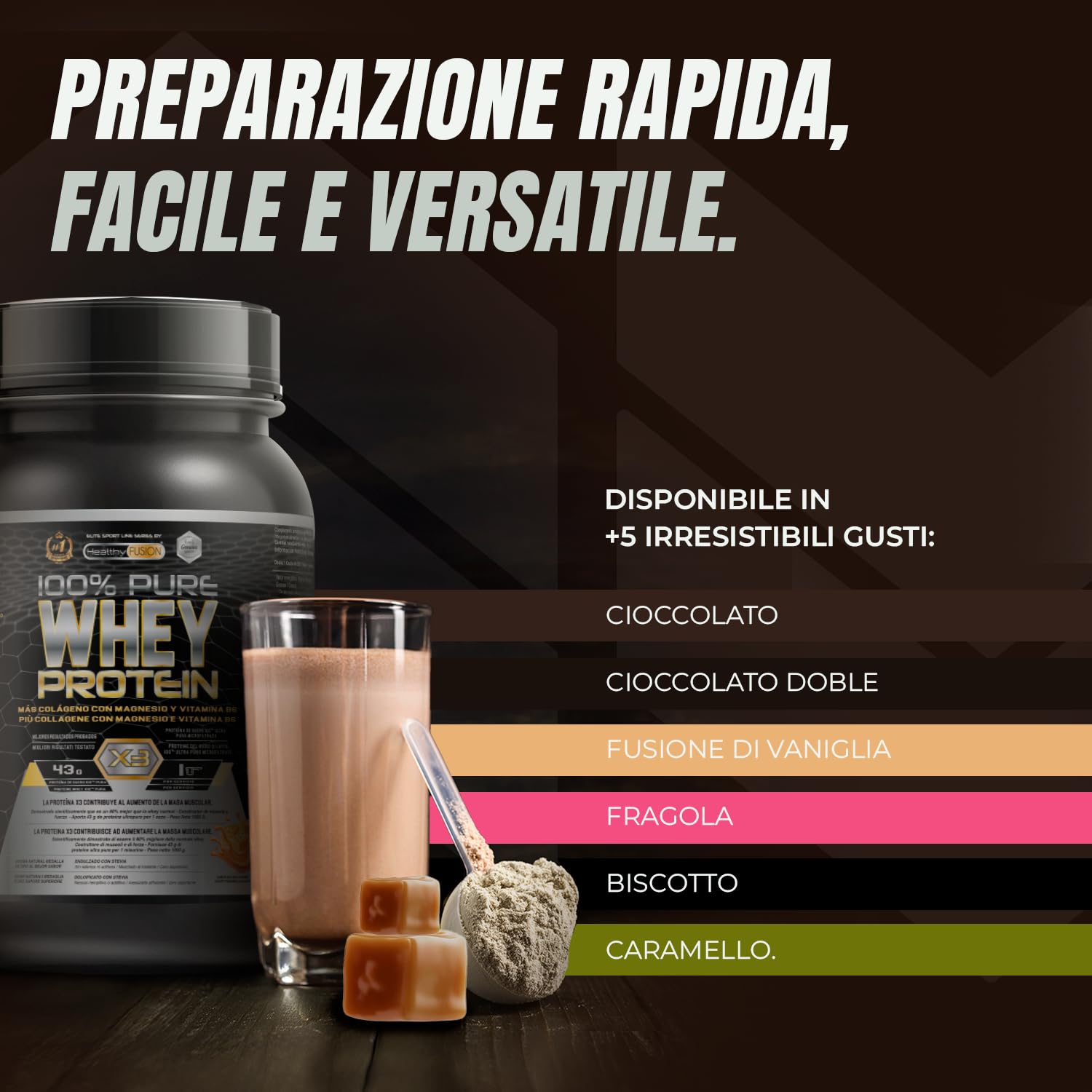Whey Protein | Proteina Whey pura con Collagene + Magnesio | Migliora i tuoi allenamenti | Protegge e aumenta la massa muscolare | 1000g di proteina (Cioccolato)