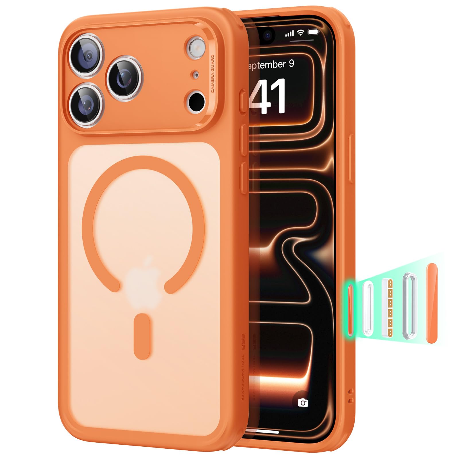 ESR Cover per iPhone 17 Pro Max, Custodia per controllo della fotocamera, Compatibile con MagSafe, Protezione antiurto di livello militare, Angoli Air Guard ammortizzanti, Trasparente