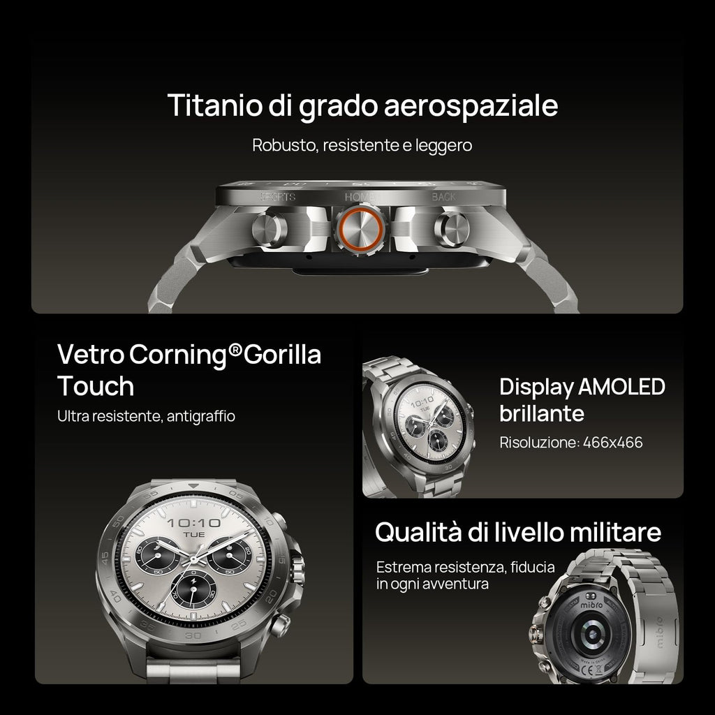 Mibro GS Explorer S Orologio Smartwatch uomo Militare GPS Outdoor con 1,32" AMOLED,Bi-Band GNSS,10 ATM,20 Giorni di Autonomia,Chiamate Bluetooth, Cardio e VO2max,2 Cinturini, per Android e iOS