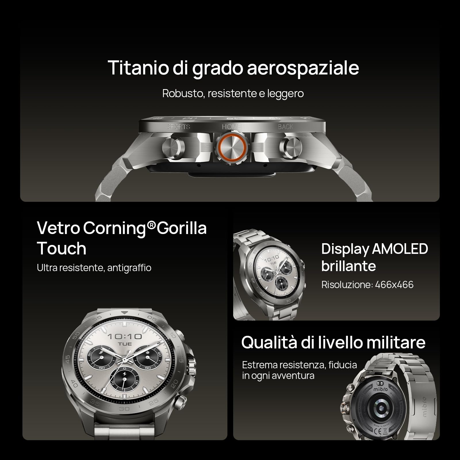 Mibro GS Explorer S Orologio Smartwatch uomo Militare GPS Outdoor con 1,32" AMOLED,Bi-Band GNSS,10 ATM,20 Giorni di Autonomia,Chiamate Bluetooth, Cardio e VO2max,2 Cinturini, per Android e iOS