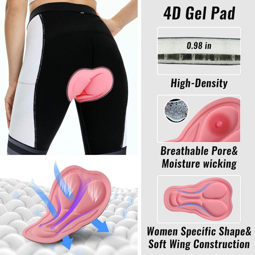 NICEWIN Pantaloncini da Ciclismo Donna Pantaloni Bici Sportivi 3D Gel Imbottiti Asciugatura Rapida per MTB Mutande Bicicletta