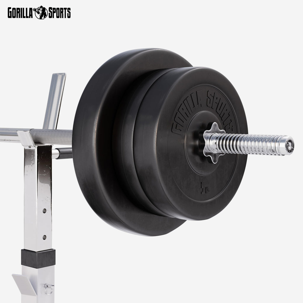 GORILLA SPORTS® Panca Pesi Multifunzione Regolabile – Pieghevole con Porta, Bilanciere e Manubri con Dischi 38/70/100 kg – Piana/Inclinata, Struttura Robusta Max 200 kg – Palestra Casa Fitness