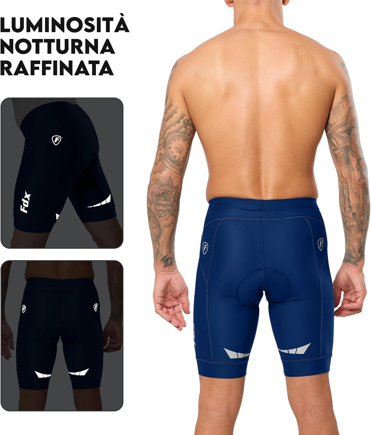 FDX Pantaloncini Ciclismo Uomo Imbottiti 3D, Intimo MTB Traspirante e Asciugatura Rapida, Antiscivolo, Shorts Bici da