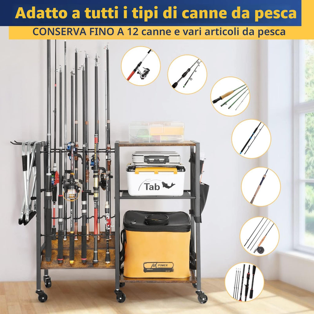 Bikoney Supporto per Canna da Pesca Accessori da Pesca Attrezzi da Pesca Organizzatori di Attrezzature da Pesca Negozio da Pesca Supporti per Canna da Pesca Carrello per Garage Casa Ingresso Angolo