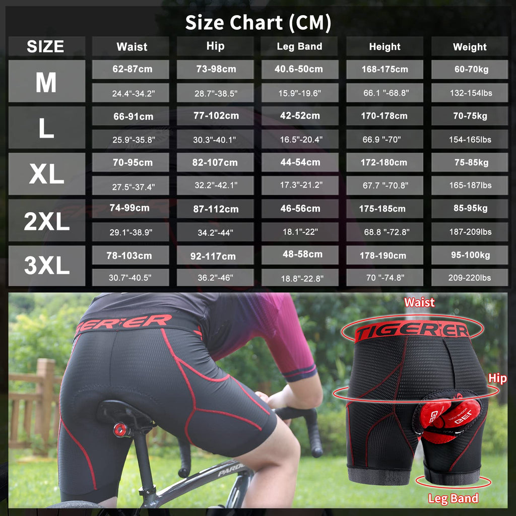 X-TIGER Cuissard cycliste homme avec rembourrage gel 5D respirant sous-vêtement caleçon de cyclisme pour vélo