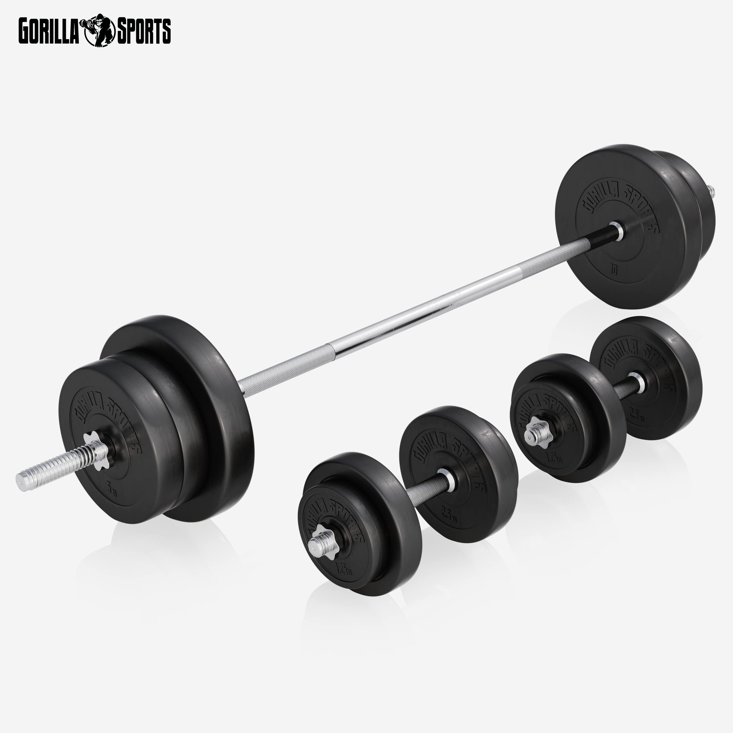 GORILLA SPORTS® Panca Pesi Multifunzione Regolabile – Pieghevole con Porta, Bilanciere e Manubri con Dischi 38/70/100 kg – Piana/Inclinata, Struttura Robusta Max 200 kg – Palestra Casa Fitness