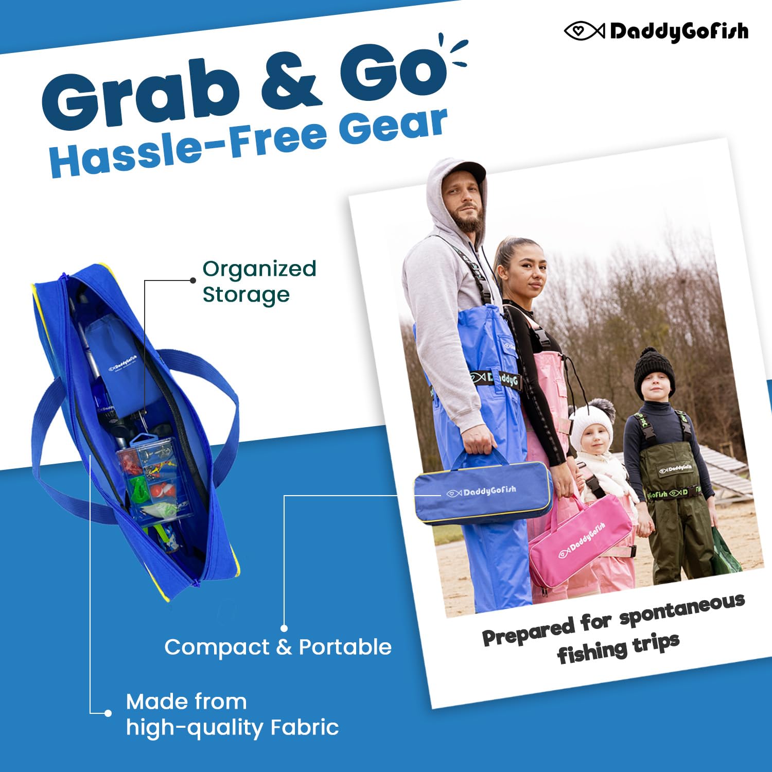 DaddyGoFish Kids Canna da Pesca Telescopica Spincast Combo Sedia Pieghevole Portacanna Tackle Box Bait Net Ragazzi Ragazze
