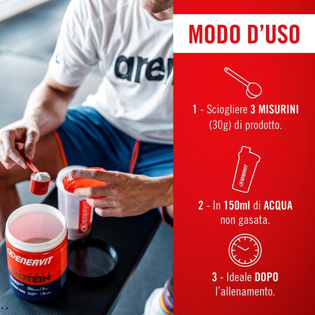 Enervit, 100% Whey Protein, Gusto Cacao, Ideale dopo l'Allenamento, Ricco di Vitamina B6, con Proteine dal Siero del Latte, Senza Zuccheri Aggiunti, Senza Glutine, Barattolo da 420 Grammi