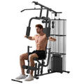 HOMCOM Attrezzatura da palestra domestica, stazione di allenamento multi palestra con pila di pesi da 45 kg, stazione toracica, pressa a farfalla e sviluppatore gambe per allenamento della forza