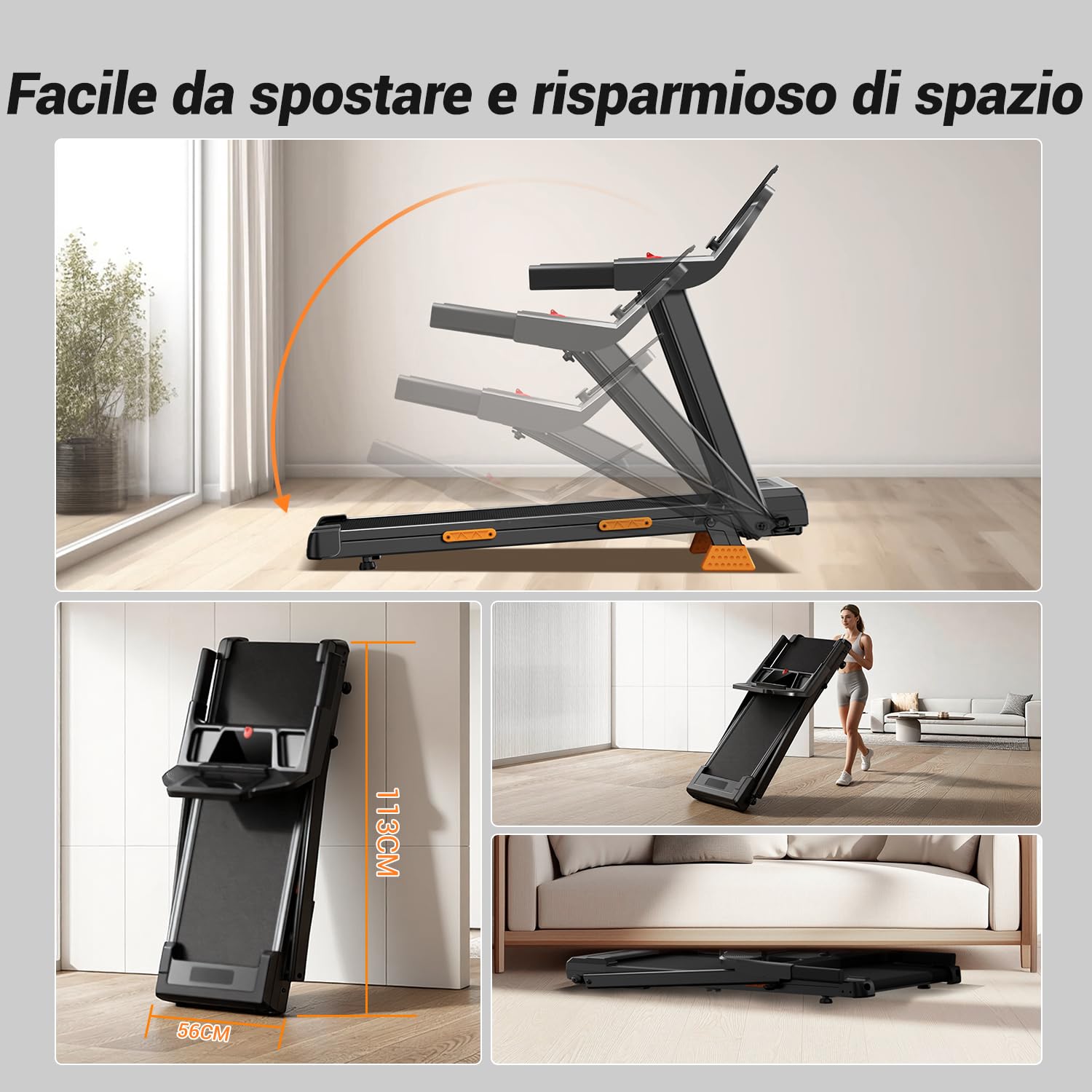 LONTEK Tapis Roulant Gain de Place avec Inclinaison de 15%, Tapis de Course Électrique 12KM/H, Tapis de Course Pliable pour la Maison avec Moteur 3.0 CV et Écran LED, Charge Maximale 136KG