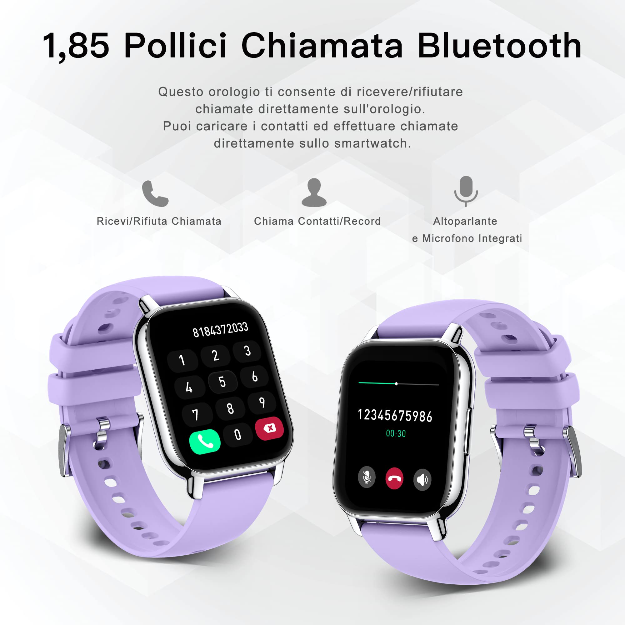 Popglory Smartwatch Uomo Donna Chiamate e Whatsapp, AI Orologio Contapassi 100+ Sports, Assistente, Salute 24/7, Pressione Sanguigna, Cardiofrequenzimetro, SpO2 Sonno, 2 Cinturini per Android iOS