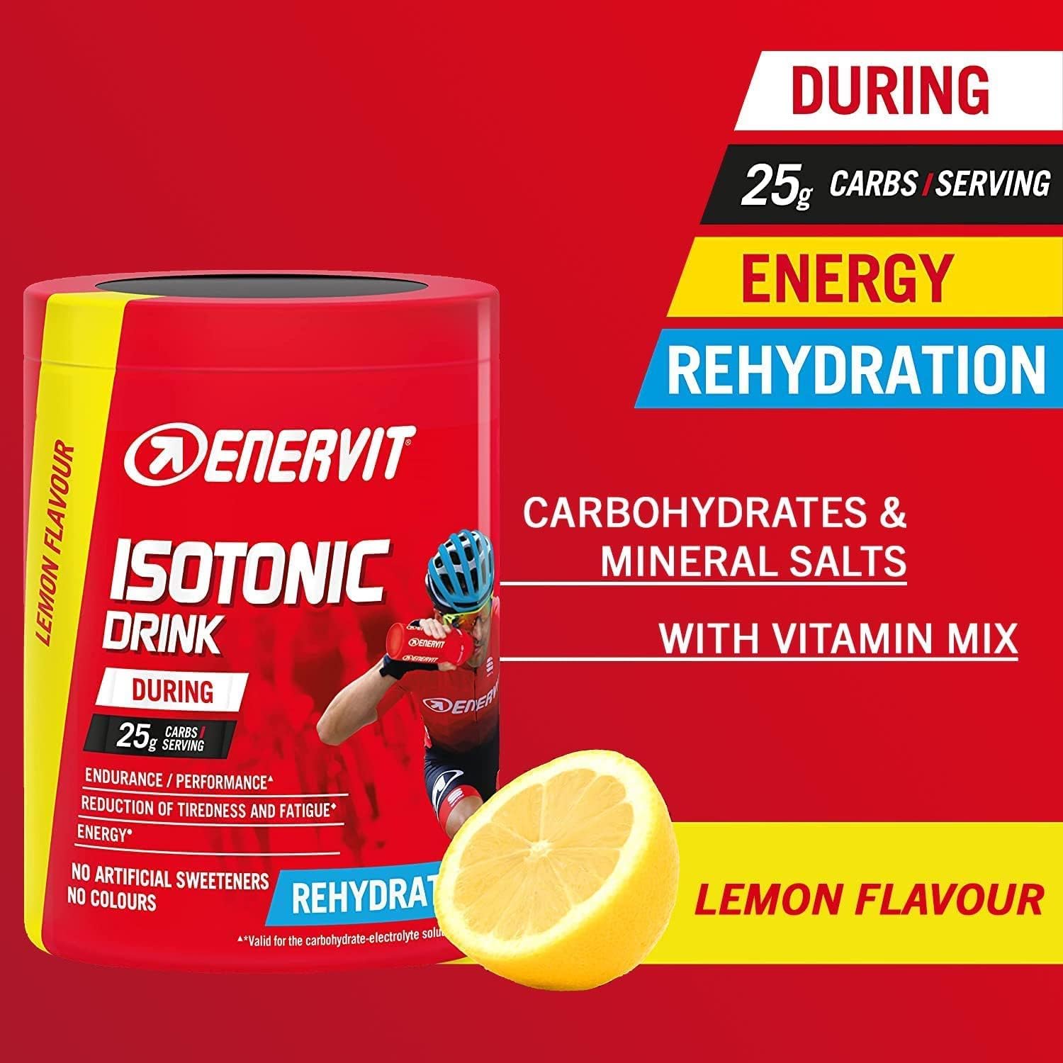 Enervit, Isotonic Drink Arancia, Bevanda Reidratante, Per Reidratarsi Durante Sforzi Prolungati, Riduce la Stanchezza, 25g di Carboidrati a Porzione, Gusto Arancia, Barattolo da 420g
