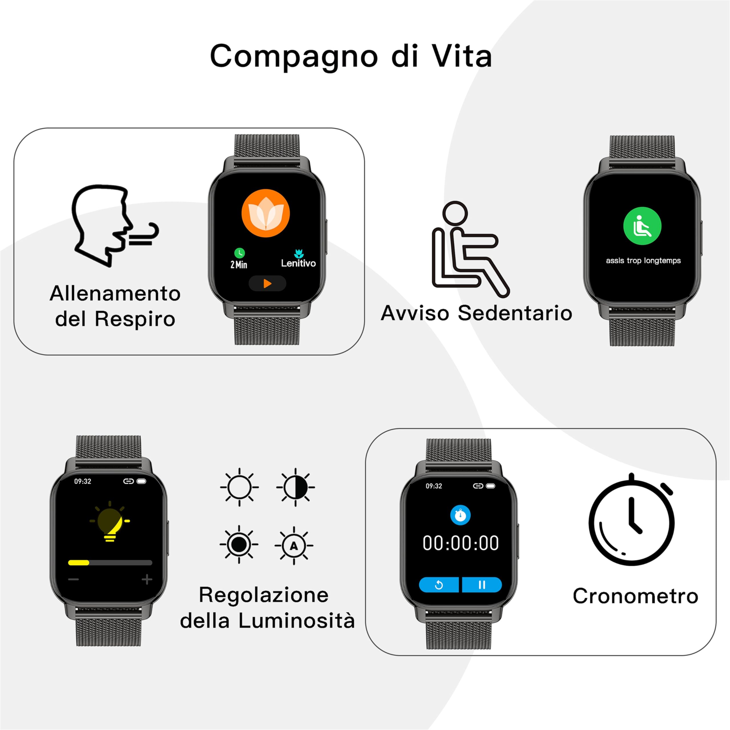 Popglory Smartwatch Uomo Donna Chiamate e Whatsapp, AI Orologio Contapassi 100+ Sports, Assistente, Salute 24/7, Pressione Sanguigna, Cardiofrequenzimetro, SpO2 Sonno, 2 Cinturini per Android iOS