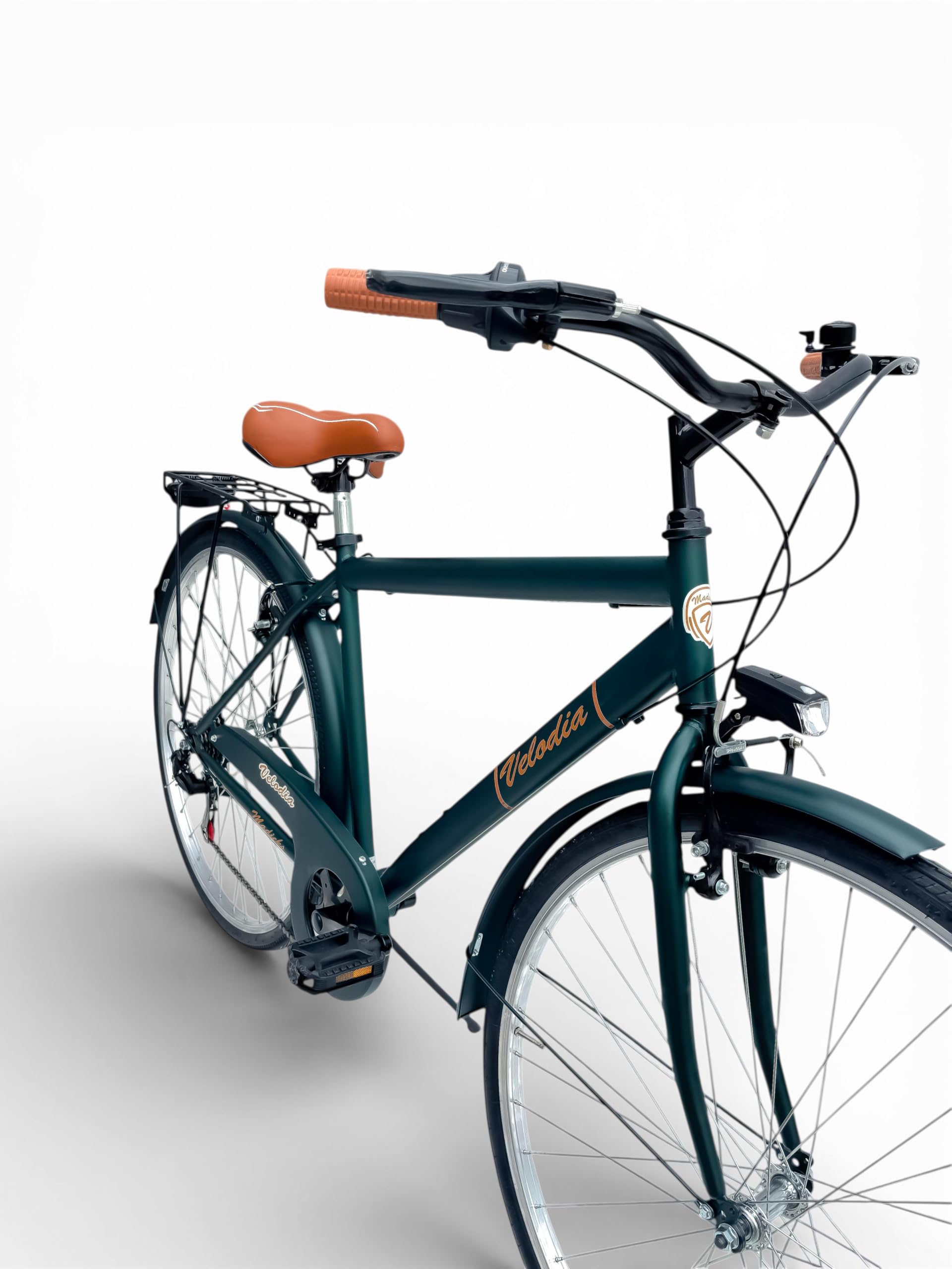 Bicicletta Uomo 28" Passeggio Verde Vintage Velodia Bici da Città con Cambio Shimano · Comoda e Robusta · Perfetta per Spostamenti Quotidiani e Tempo Libero · Stile Retrò