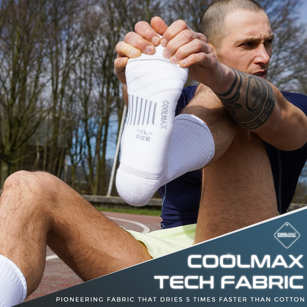 Coolmax Compressione 3 Paia Calzini Running Uomo Calze da Corsa Trekking Padel Uomo, Anti-Vesciche & Con Supporto Dell'arco Plantare, 35-51