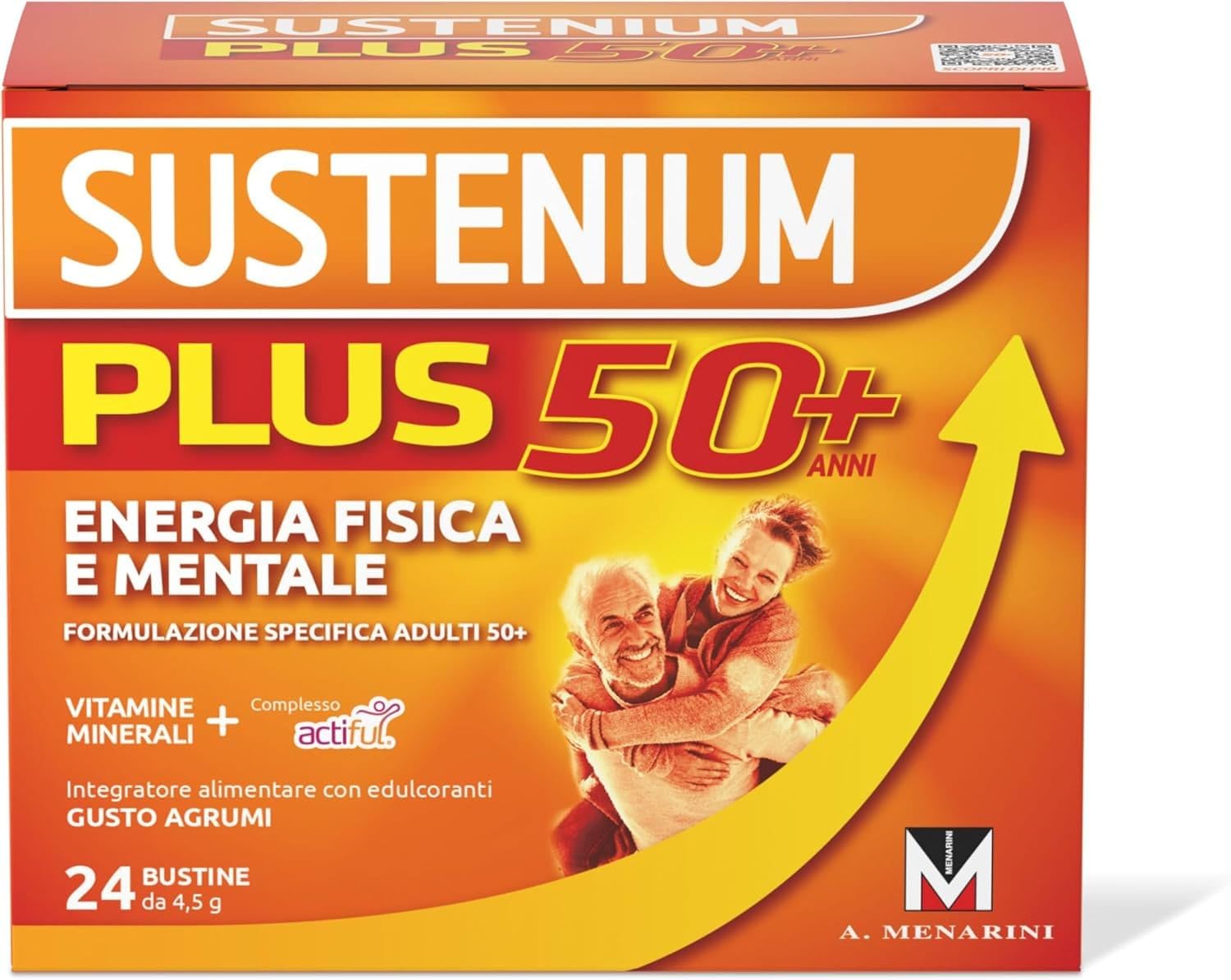 Sustenium Plus 50+ - Integratore energizzante adulti 50+ con complesso antiossidante ACTIFUL, vitamine e minerali. Per la tua energia fisica e mentale. Bipack 2 confezioni da 24 bustine