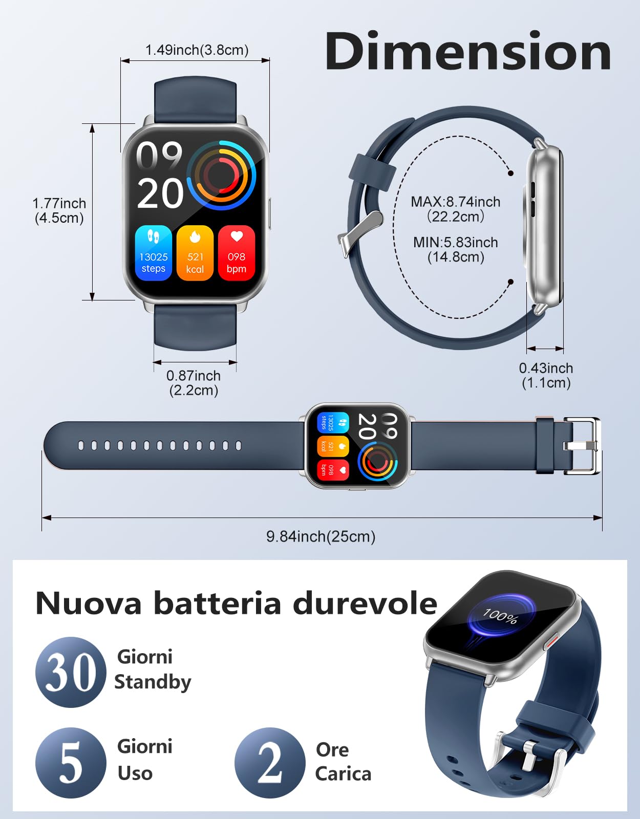 RUIMEN Smartwatch Donna Chiamate Bluetooth Musica Orologio Sportive Contapassi da Polso Cardiofrequenzimetro Saturazione Ossigeno Fitness Tracker Ciclo Mestruale Controllo Sonno per Android iOS Rosa