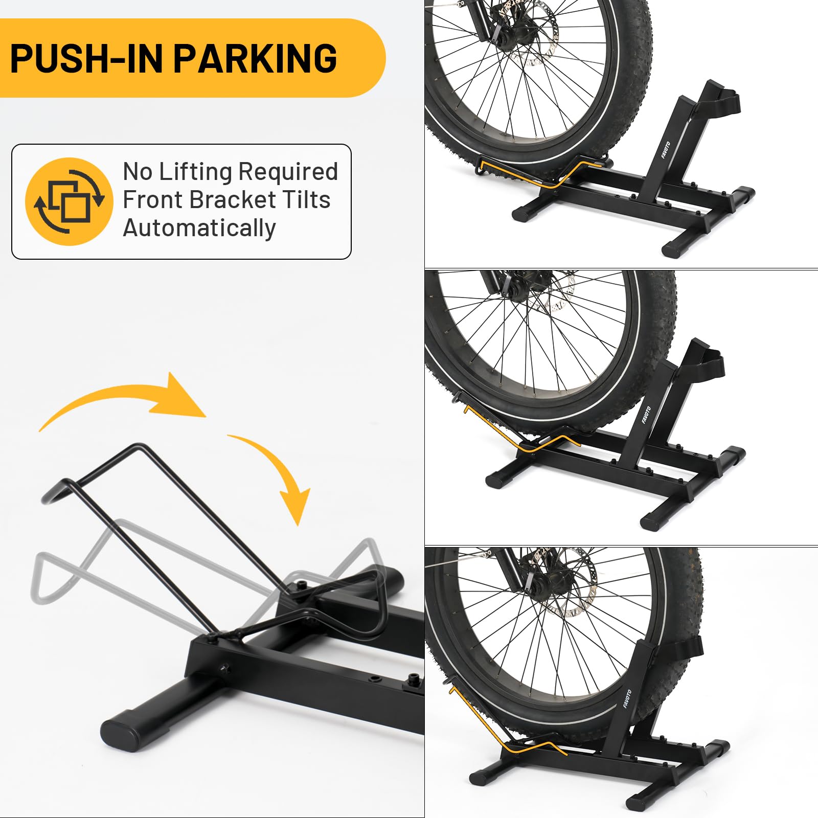 Favoto Cavalletto per E-Bike e Biciclette - Supporto da Pavimento per Bici Elettriche e Tradizionali da 20-29 Pollici Corsa Mountain Capacità Massima 38kg Nero