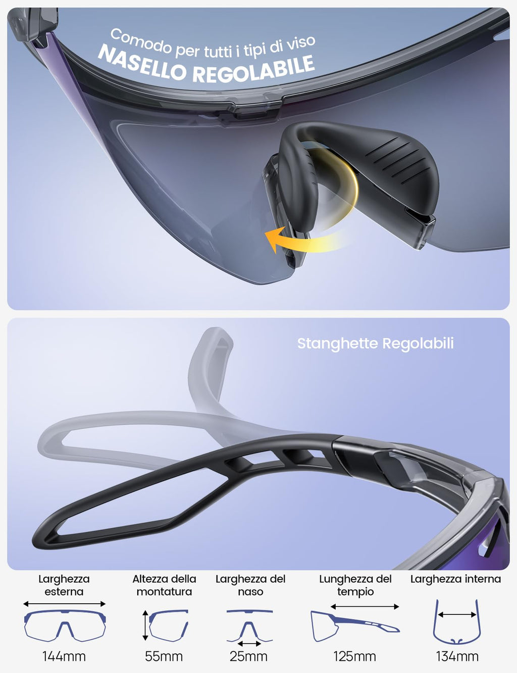 Lamicall Occhiali da Sole Ciclismo Polarizzati, [24g Ultraleggero] Anti-UV400, TR90-Telaio, Nasello Regolabile, Occhiali da Sole Sportivi per Uomo e Donna, per Pesca/Corsa/Sport all'Aperto