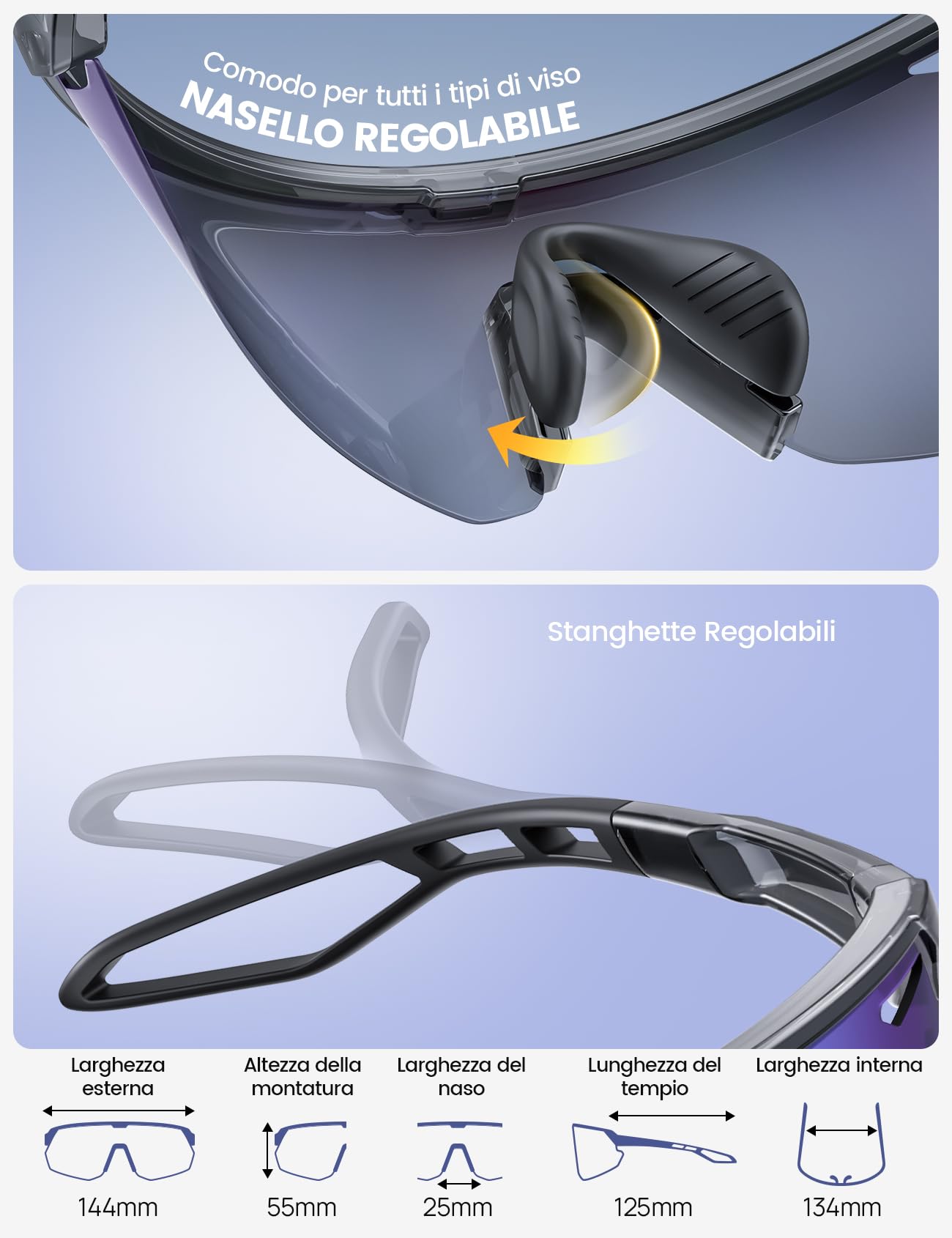 Lamicall Occhiali da Sole Ciclismo Polarizzati, [24g Ultraleggero] Anti-UV400, TR90-Telaio, Nasello Regolabile, Occhiali da Sole Sportivi per Uomo e Donna, per Pesca/Corsa/Sport all'Aperto