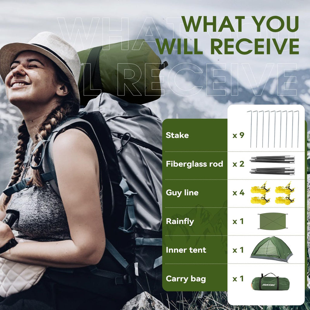 JAICOM Tenda da Campeggio per 1-4 Persone, Ultraleggera Impermeabile Tende igloo Tenda Campeggio per 3-4 Stagioni, Facile da installare, Ideale per Campeggio, Trekking, Spiaggia, Arrampicata