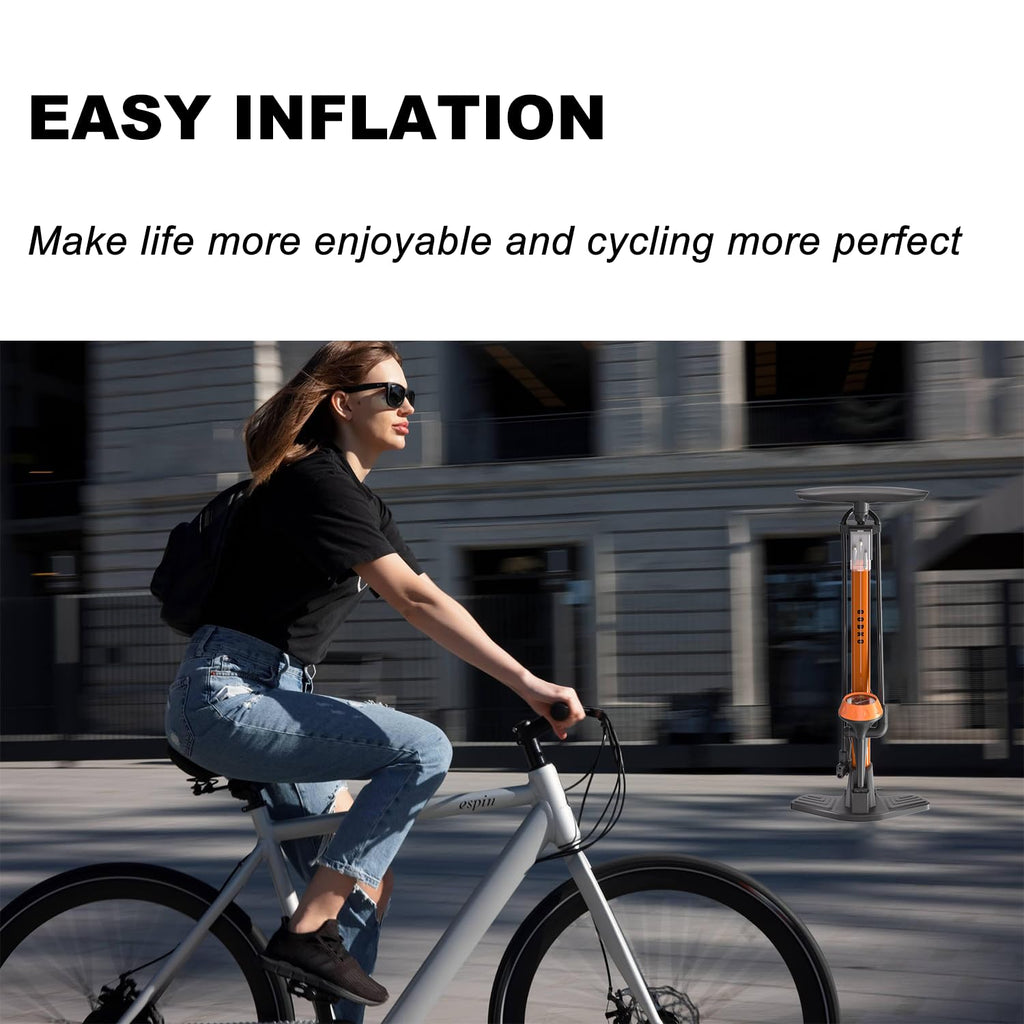 Pompa da pavimento per bici, pompa da bicicletta da pavimento con pompe per biciclette Presta & Schrader Valvole Pompa ad alta pressione portatile multiuso da 160 psi per bici e palloni