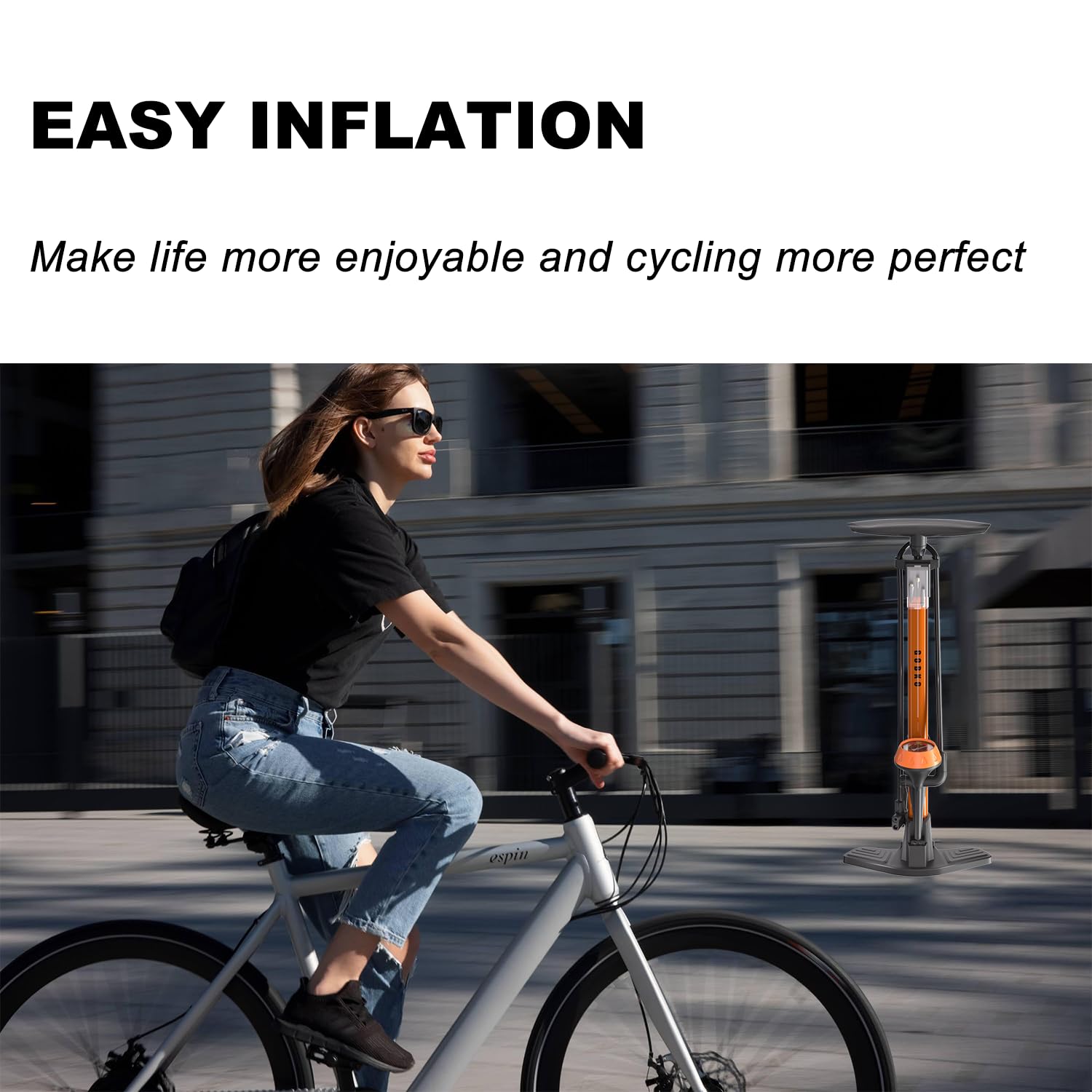 Pompa da pavimento per bici, pompa da bicicletta da pavimento con pompe per biciclette Presta & Schrader Valvole Pompa ad alta pressione portatile multiuso da 160 psi per bici e palloni
