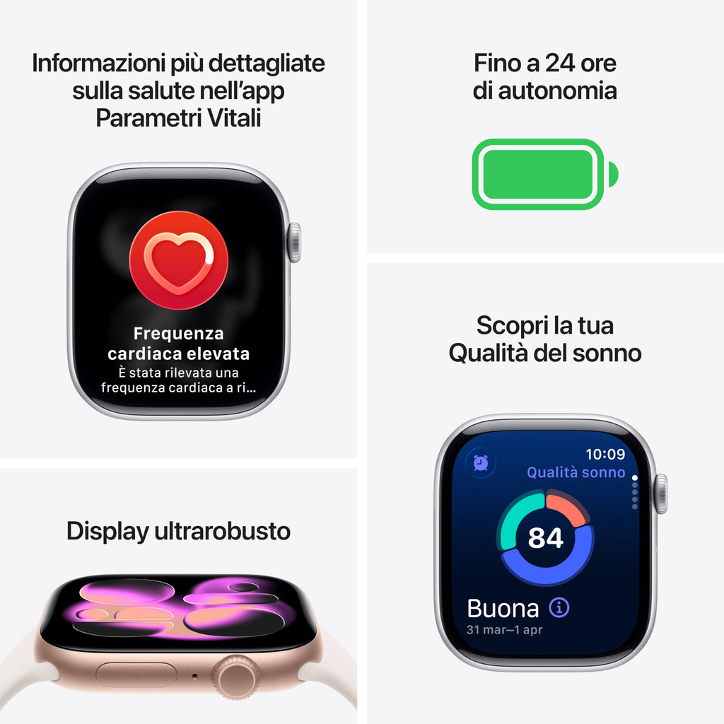 Apple Watch Series 11 GPS, Cassa 46 mm in alluminio Jet Black con Cinturino Sport nero - M/L