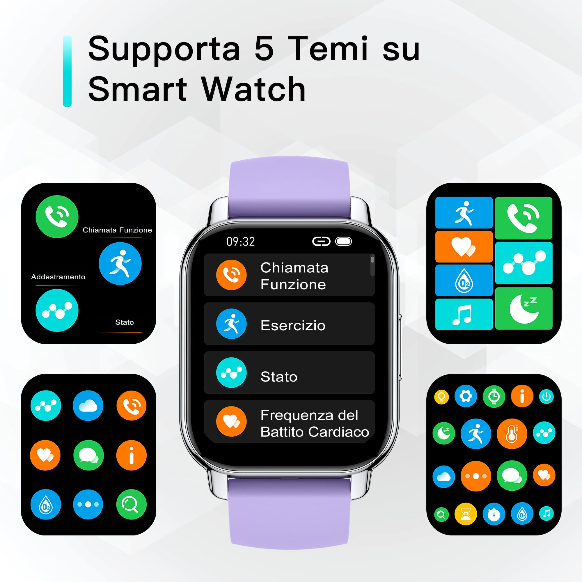 Popglory Smartwatch Uomo Donna Chiamate e Whatsapp, AI Orologio Contapassi 100+ Sports, Assistente, Salute 24/7, Pressione Sanguigna, Cardiofrequenzimetro, SpO2 Sonno, 2 Cinturini per Android iOS