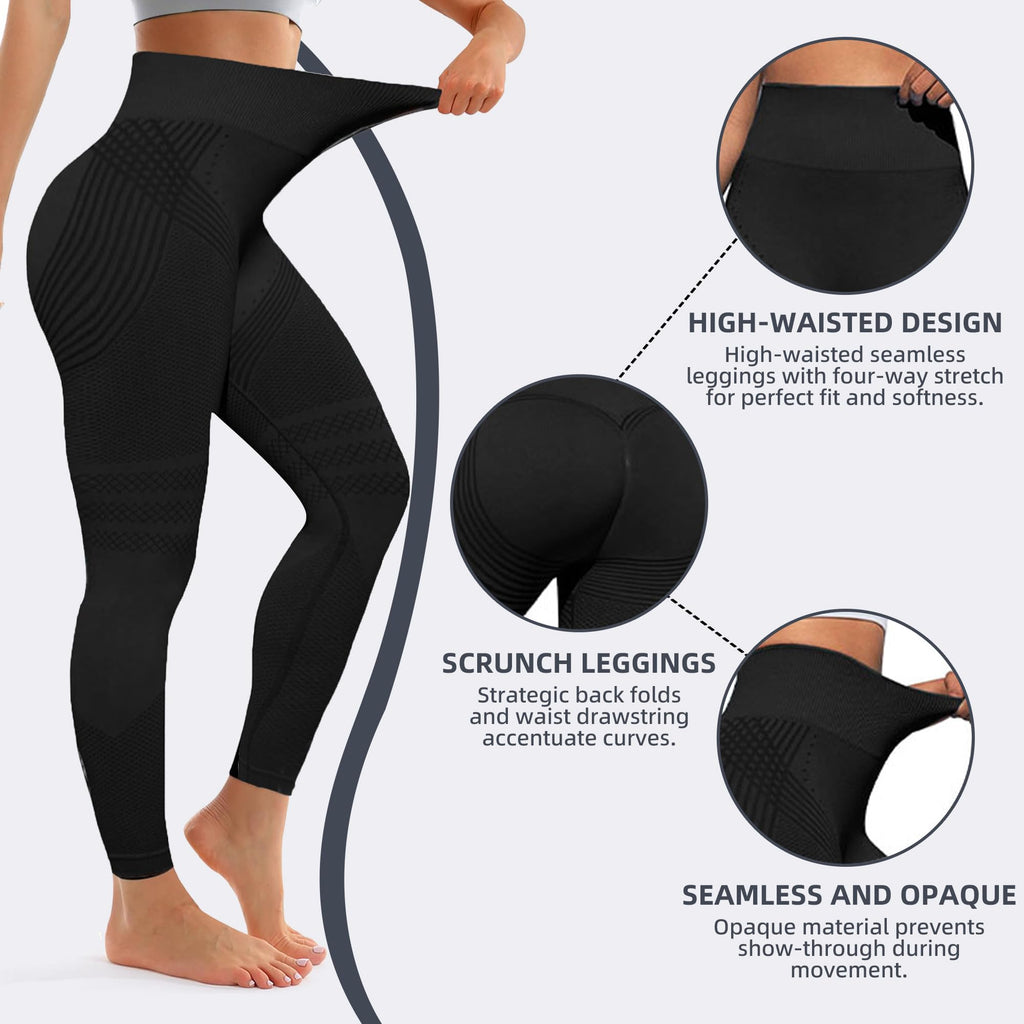 Leggins Anticellulite Donna, Leggings Sportivi Lunghi Compressione Push Up Glutei, Vita Alta Opachi Yoga Pilates Fitness