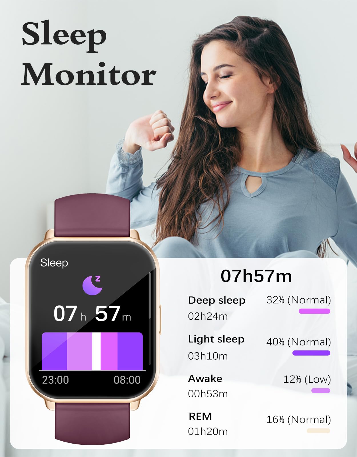 RUIMEN Smartwatch Donna Chiamate Bluetooth Musica Orologio Sportive Contapassi da Polso Cardiofrequenzimetro Saturazione Ossigeno Fitness Tracker Ciclo Mestruale Controllo Sonno per Android iOS Rosa