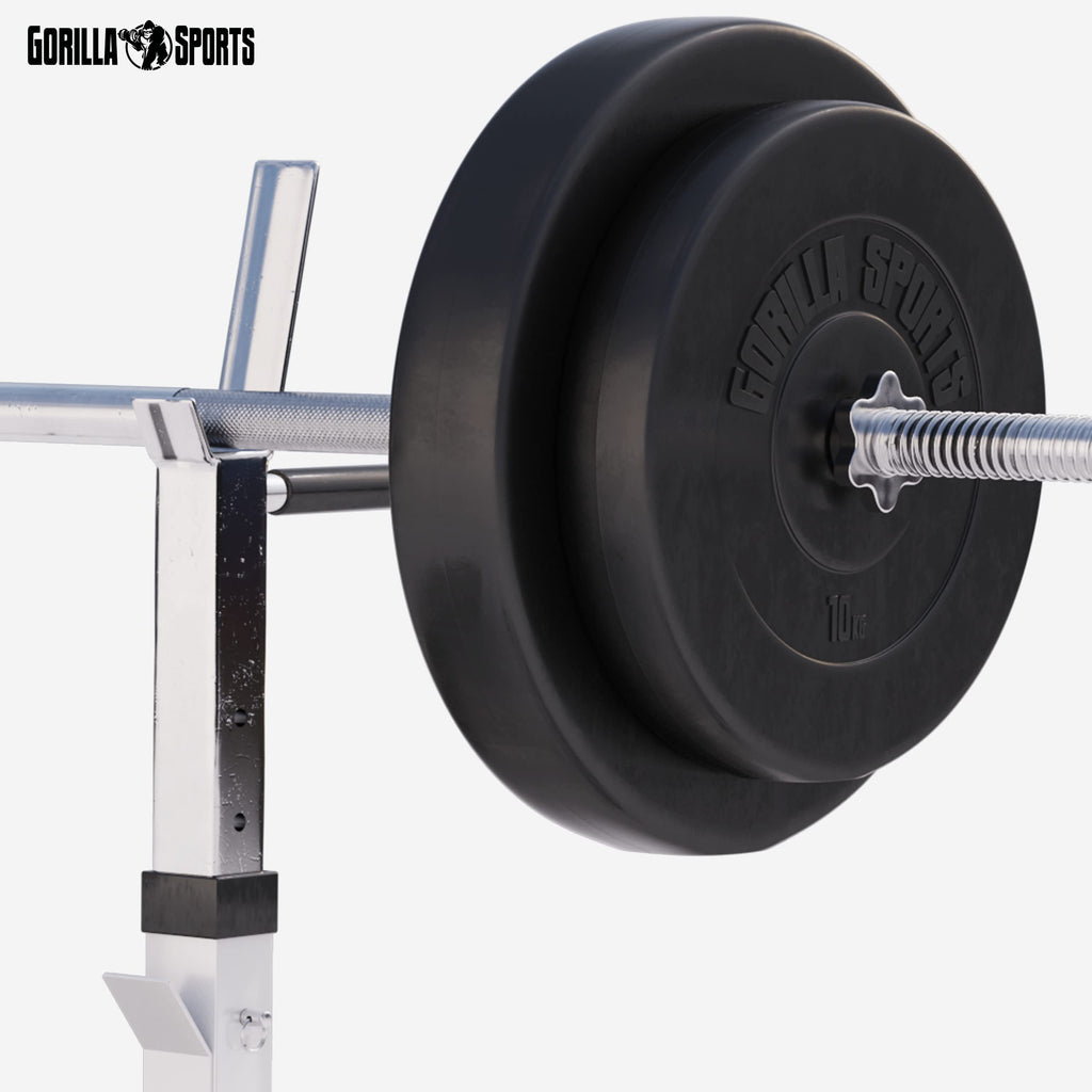 GORILLA SPORTS® Panca Pesi Multifunzione Regolabile – Pieghevole con Porta, Bilanciere e Manubri con Dischi 38/70/100 kg – Piana/Inclinata, Struttura Robusta Max 200 kg – Palestra Casa Fitness