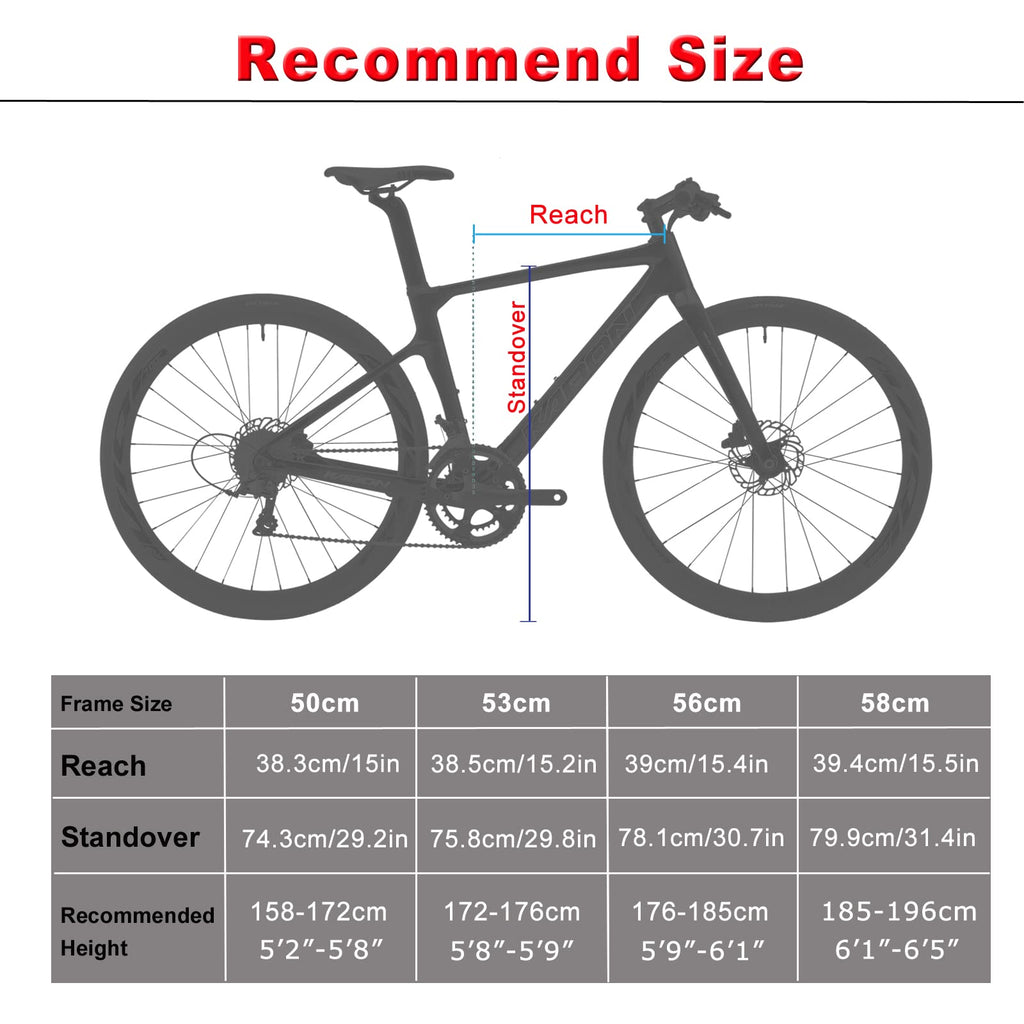 KABON Bici da corsa carbonio, 700C bici da strada T800 con 105 R7000 22 velocità Bicicletta da corsa con freno a disco per uomini e donna