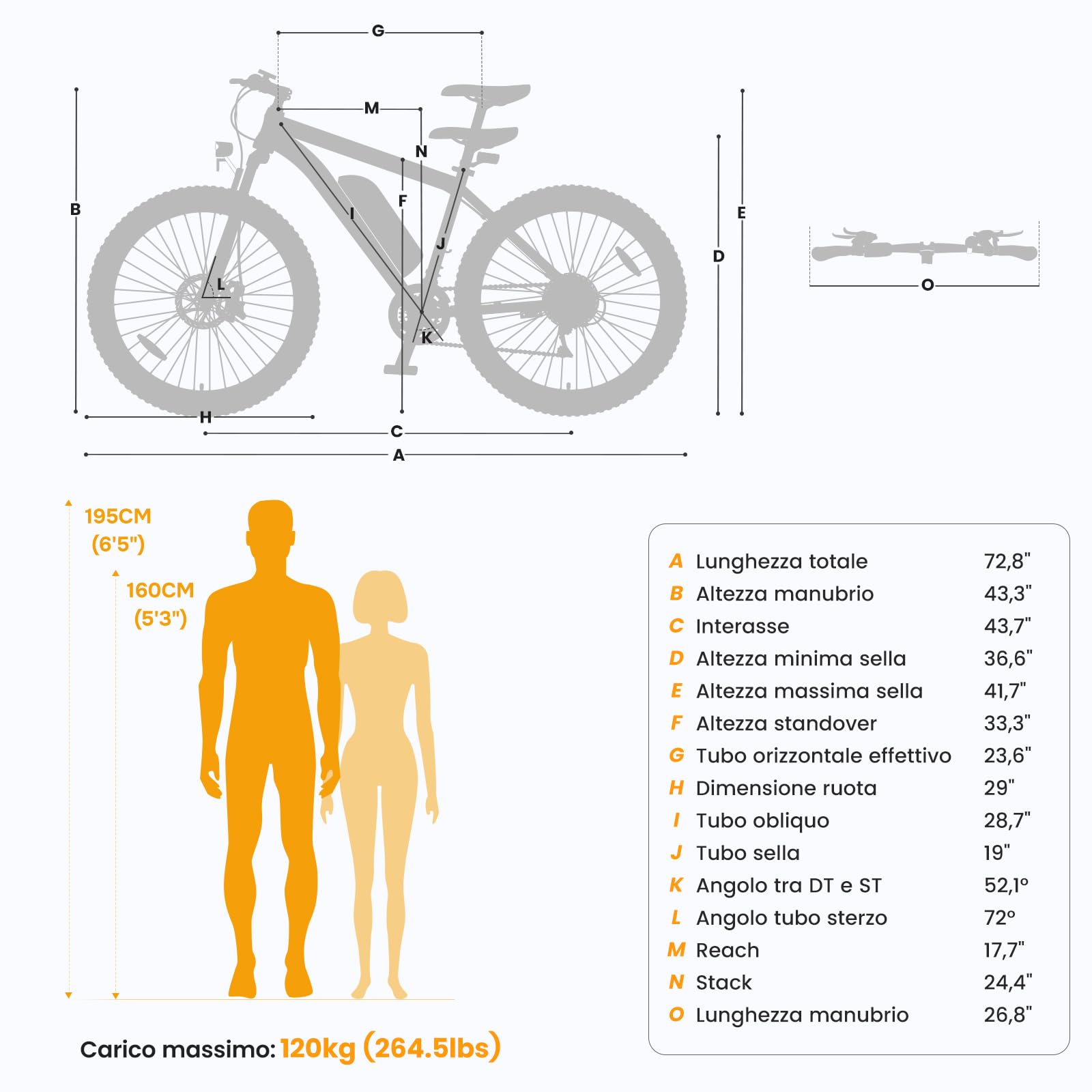 Touroll Bicicletta Elettrica, U1 26"/29", Autonomia di 65km, mountain bike elettrica, Motore 45 NM, Batteria Rimovibile 13Ah